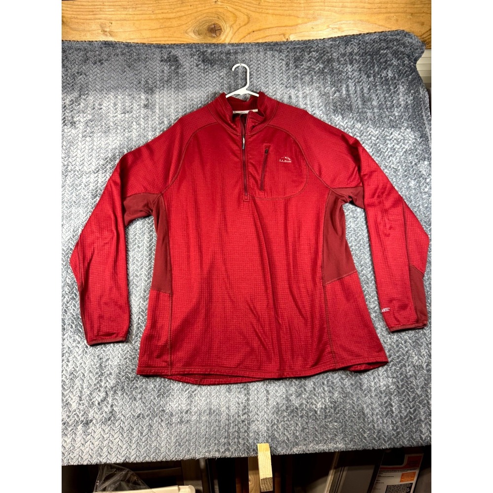 L.L. Bean Slightly Fitted 1/4 Zip Pullover Mens Tall 2XL Red Thermal Base Layer